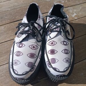 T.U.K Black and White Eye Print Platform Shoes